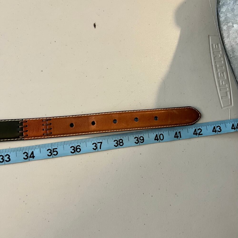 Fossil Tan Genuine Leather Patchwork Solid Brass … - image 8